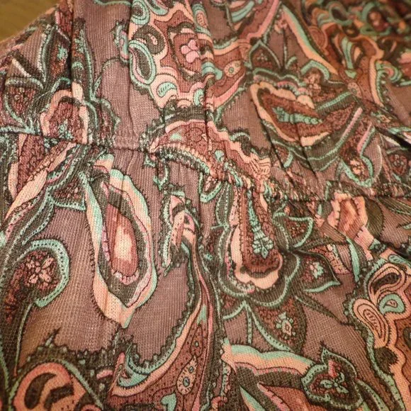 BRAND NEW Wrap Paisley Dress 2 Dusty Rose Short Raglan Sleeves Scoop Tie Neck - Picture 10 of 16